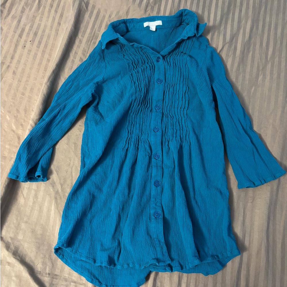 Woman Within Teal Textured Top Large